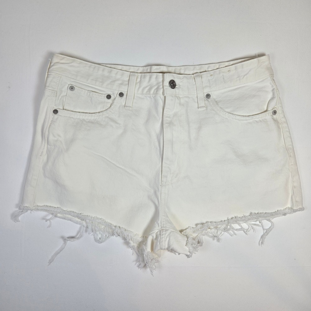 Madewell High‎ Rise Relaxed Denim Shorts in White Size 31